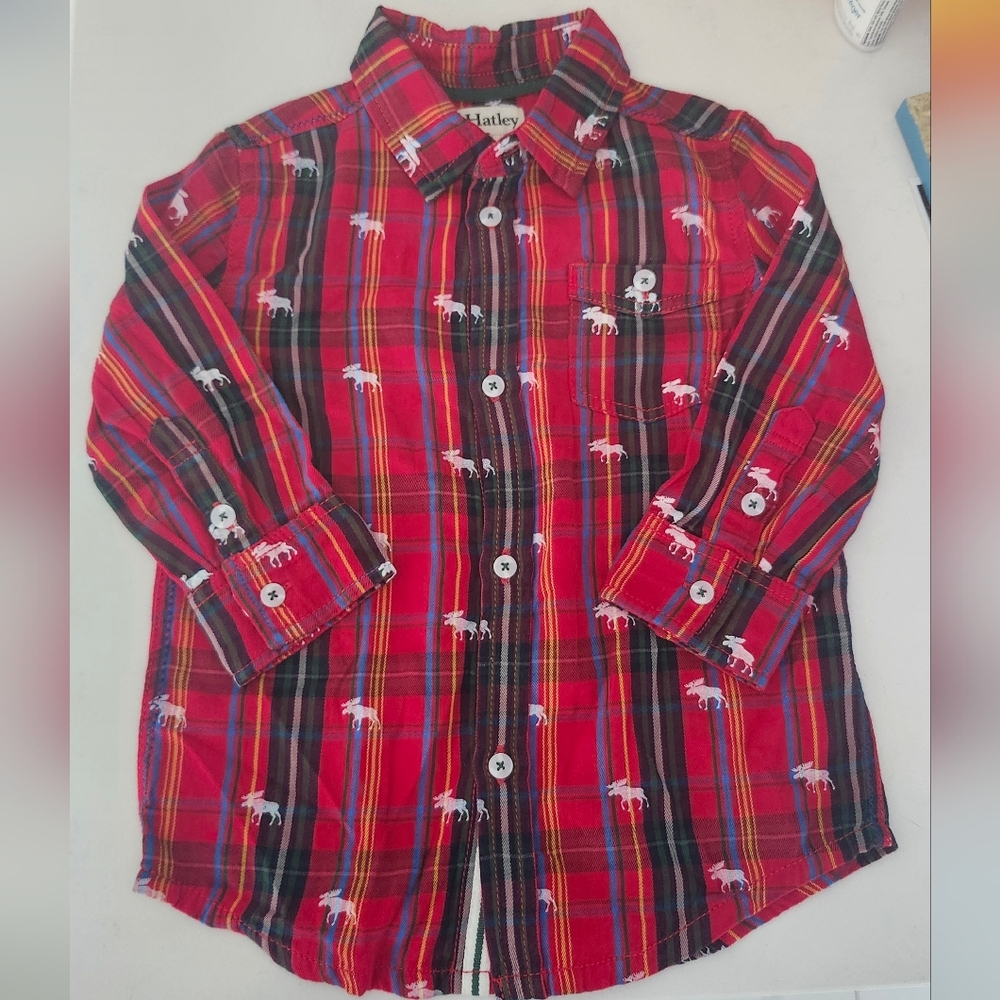 Hatley Plaid Toddler Boy's Long Sleeve Button Dress Shirt 3Y